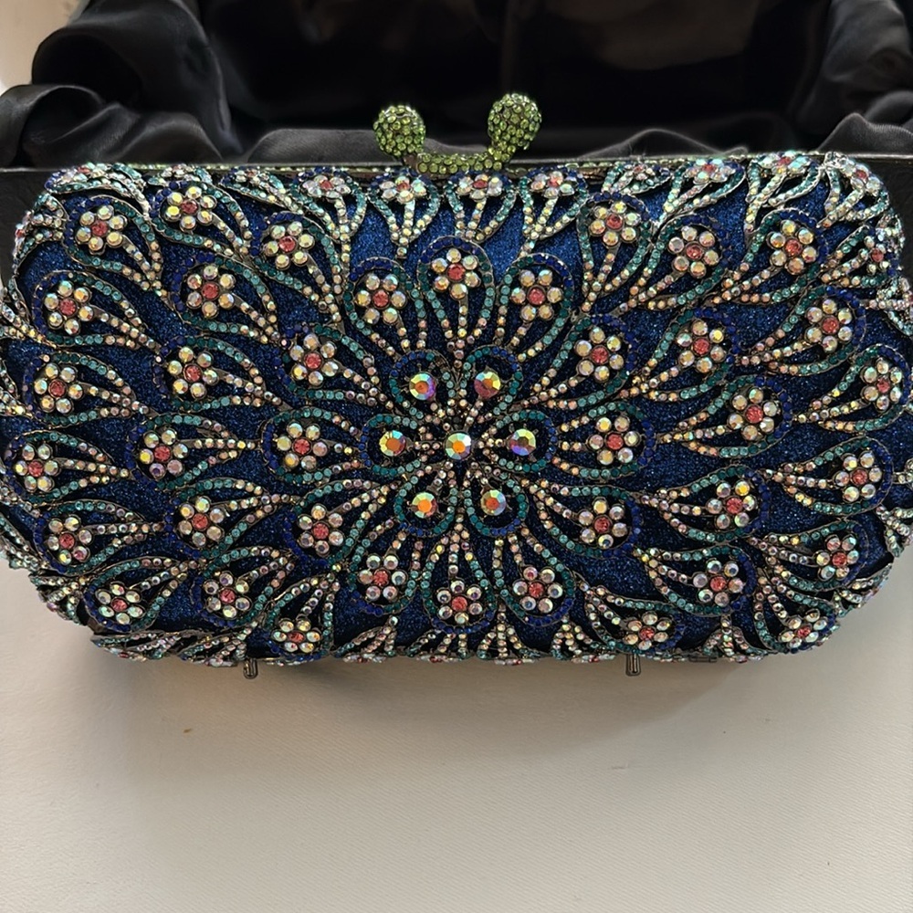 NWT Christal Couture Blooming Love Affair Blue Purse - Picture 7 of 7